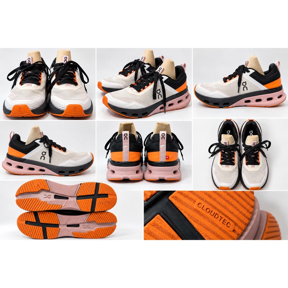 On Cloudgo Running Shoes Womens 8.5 White Black Orange Pink CloudTec Sneakers 80